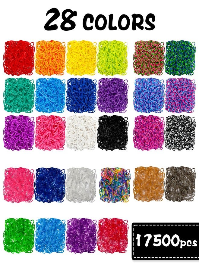 INSCRAFT 17500+ Rubber Loom Bands with 3 Layer Transparent Container, 28 Colors, 600 S-Clips, 352 Beads, 40 Cartoon Pendant, Bracelet Making Refill Kit for Kids - Image 3